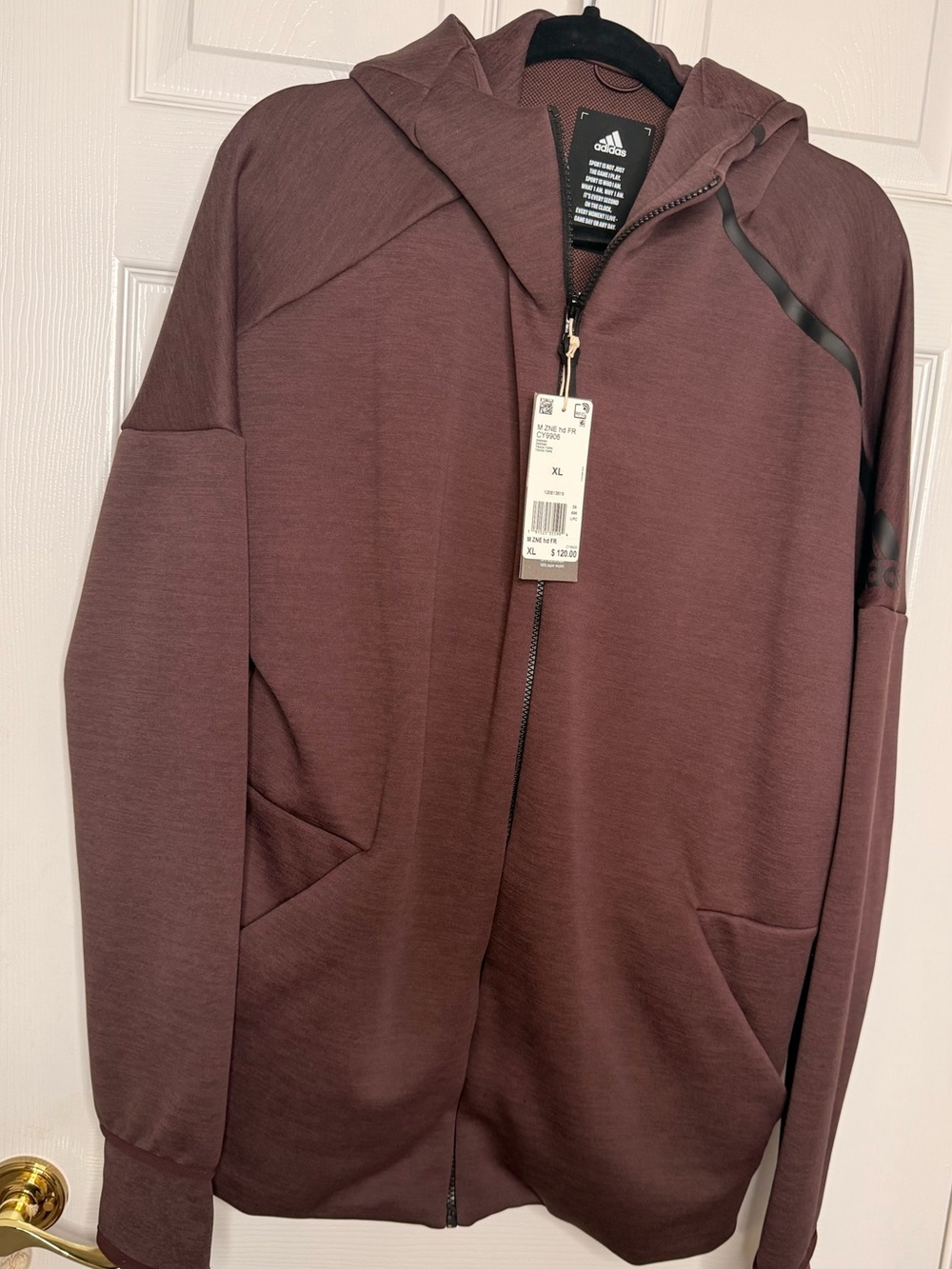 adidas Men’s Full-Zip Hooded Sweater - Burgundy